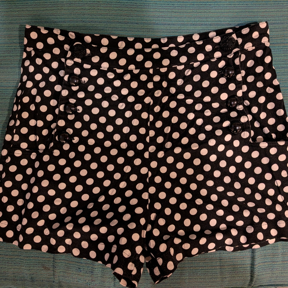 Voodoo Vixen Black and White Polka Dot High Waist Shorts
